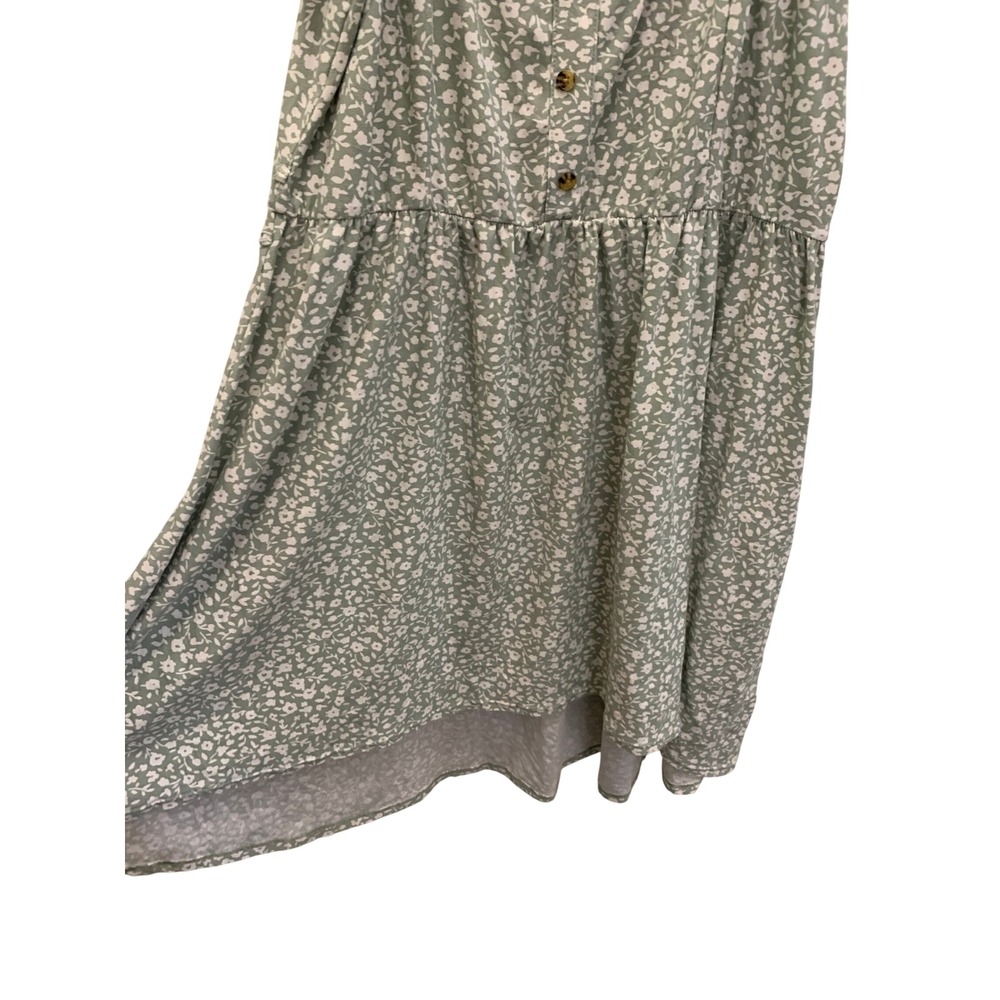 Sage Green Floral Babydoll Dress XXL 19 Puff Sleeve Cottagecore - Picture 5 of 10